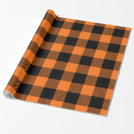 Papel De Regalo Calabaza Naranja Negro Gigante Buffalo Cuadros Tar