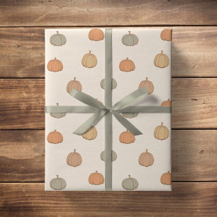Papel De Regalo Calabaza neutra boho beige Halloween otoño silenci