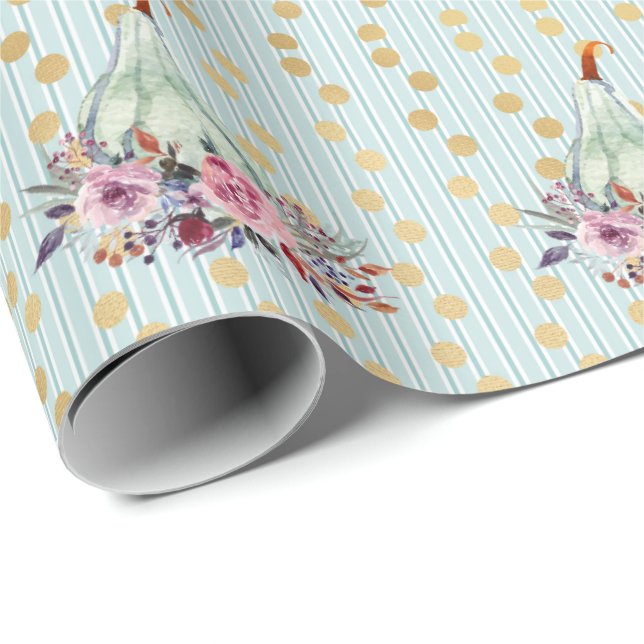 Papel De Regalo Calabaza pastel otoño elegante otoño floral otoño  (Esquina del rollo)