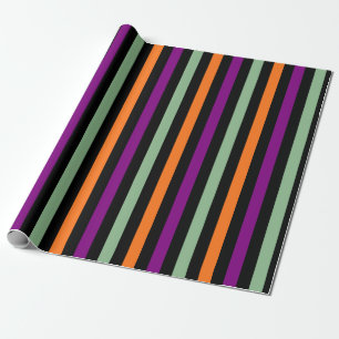 Papel De Regalo Calabaza, Purple, Green y Black Vertical Strips
