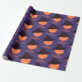 Papel De Regalo Calabaza retro Naranja Feliz Halloween