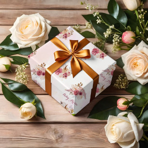 Papel De Regalo Calabaza rosa Caída Pampas chica de Grasa Baby Sho