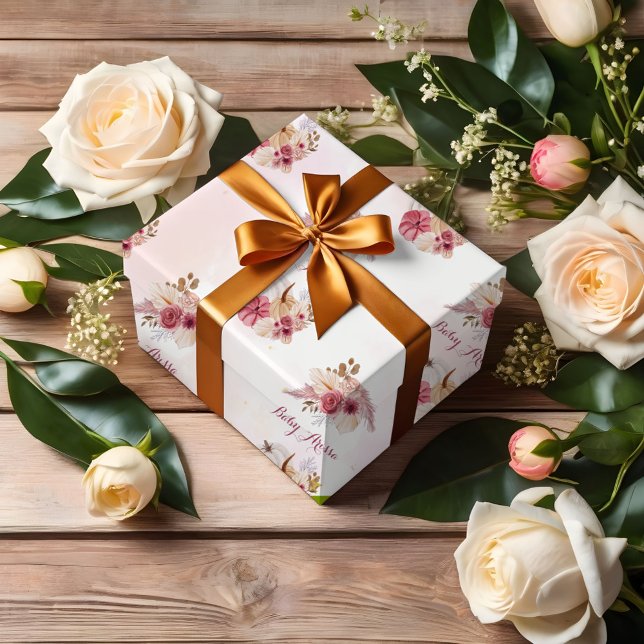 Papel De Regalo Calabaza rosa Caída Pampas chica de Grasa Baby Sho (Subido por el creador)