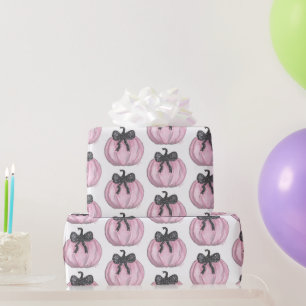 Papel De Regalo Calabaza rosa con arco negro
