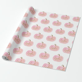 Papel De Regalo Calabaza Rosa Otoño Dorado LAYLA Nombre Personaliz