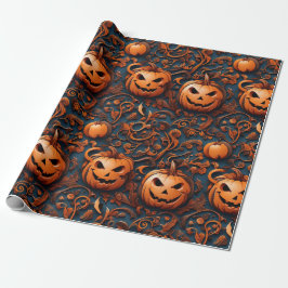Papel De Regalo Calabaza vibrante con tema de Halloween