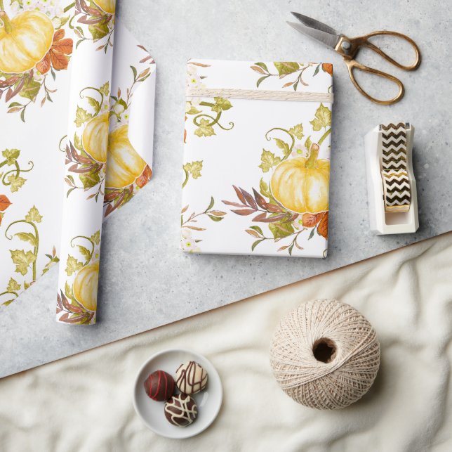 Papel De Regalo Calabaza y Caídas Temporada de Caída en Baldosas (Artesanía)