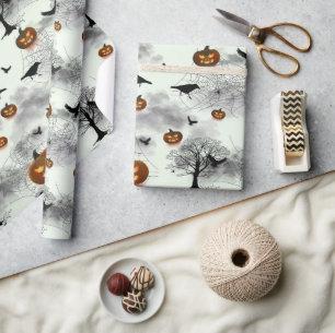 Papel De Regalo Calabaza y calabaza de Halloween