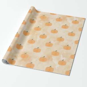 Papel De Regalo Calabazas acuarelas en el Naranja