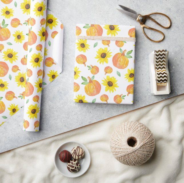 Papel De Regalo Calabazas acuáticas y girasoles (Artesanía)