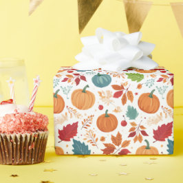 Papel De Regalo Calabazas coloridas y hojas de Halloween