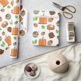 Papel De Regalo Calabazas de comida de Acción de Gracias de otoño