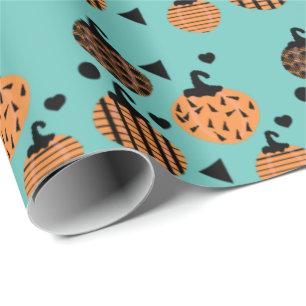 Papel De Regalo Calabazas de confeti geométrico de Halloween