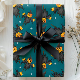 Papel De Regalo Calabazas de Espantapájaros de Halloween Patrón Vi