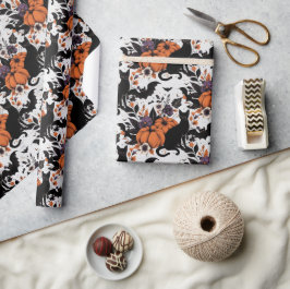 Papel De Regalo Calabazas de gato negro