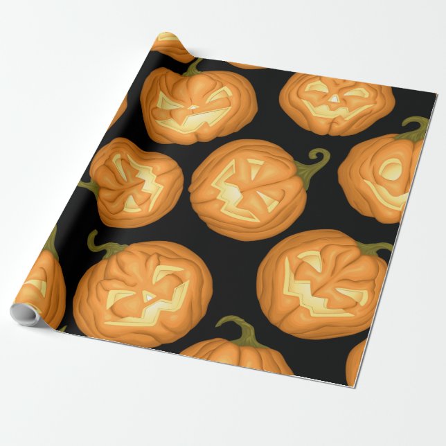 Papel De Regalo Calabazas de Halloween (Desenrollado)