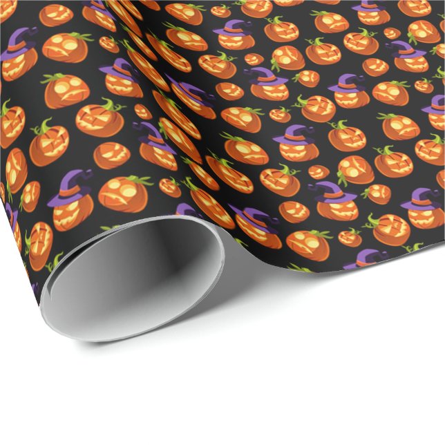 Papel De Regalo Calabazas de Halloween aterradoras (Esquina del rollo)