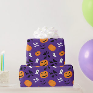 Papel De Regalo Calabazas de Halloween fantasmas murciélagos diver