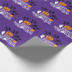 Papel De Regalo Calabazas de Halloween fantasmas murciélagos diver