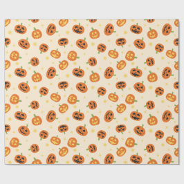Papel De Regalo Calabazas de Halloween lanzadas sobre crema suave