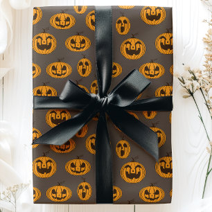 Papel De Regalo Calabazas de Halloween Patrón de Jack O'Lantern ri