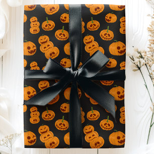 Papel De Regalo Calabazas de Halloween Patrón Divertido de Jack O'