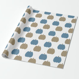 Papel De Regalo Calabazas de otoño azul beige