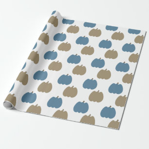 Papel De Regalo Calabazas de otoño azul beige
