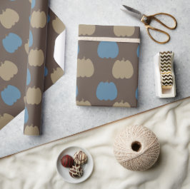 Papel De Regalo Calabazas de Otoño Azules Beige Boho
