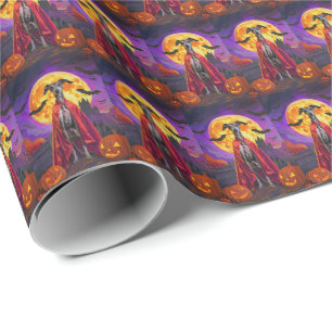 Papel De Regalo Calabazas de vampiro de galgo gris de Halloween en