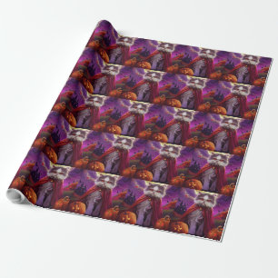 Papel De Regalo Calabazas de vampiros de gatos persas de Halloween