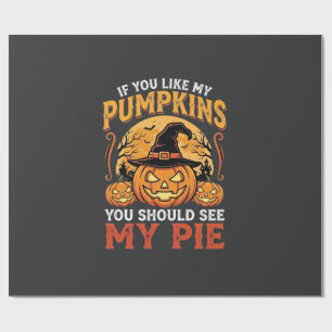 Papel De Regalo Calabazas Divertidas Diseño de Tarta de Halloween_