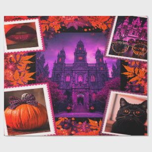Papel De Regalo Calabazas femeninas suaves de Halloween Collage