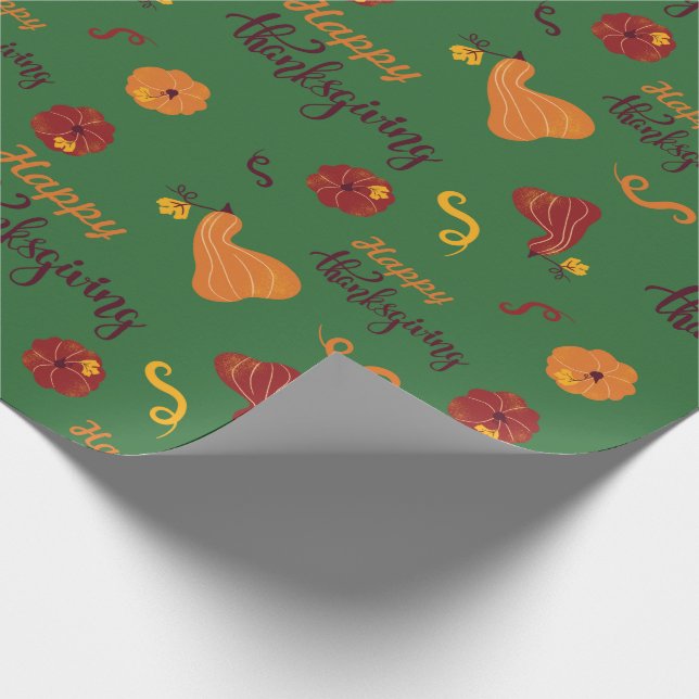 Papel De Regalo Calabazas Festivas Caídas Día de Acción de Gracias (Esquina)