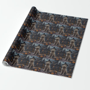 Papel De Regalo Calabazas Goldendoodle Halloween de Terror
