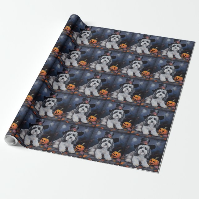 Papel De Regalo Calabazas habanesas aterradoras (Desenrollado)