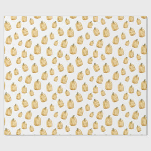 Papel De Regalo Calabazas Naranjas Otoño Acuarela Rústica 