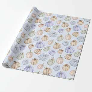 Papel De Regalo Calabazas Pastel en azul