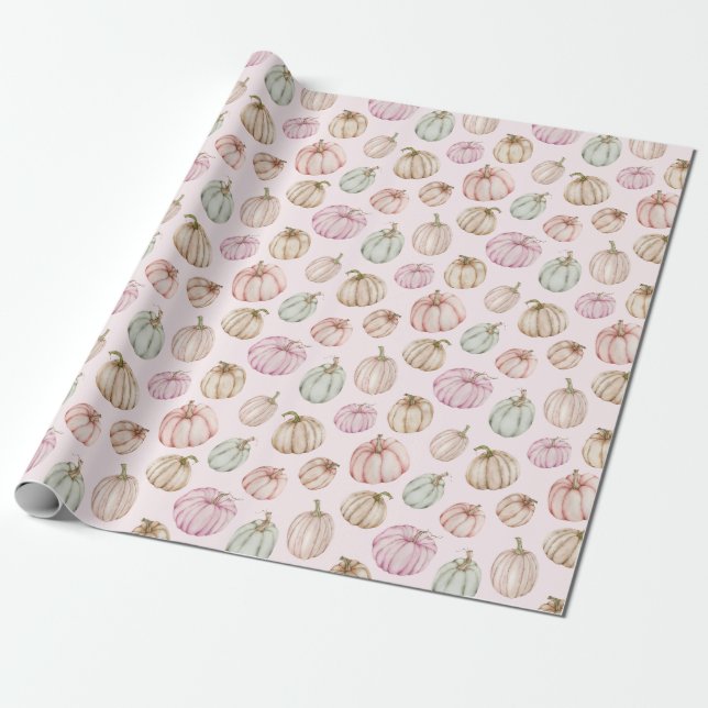 Papel De Regalo Calabazas Pastel en rosa (Desenrollado)