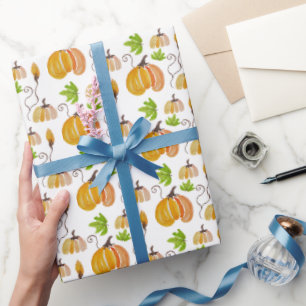 Papel De Regalo Calabazas pintadas a mano con color de agua suave