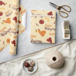 Papel De Regalo Calabazas rojas y Naranjas regalo de Acción de Gra