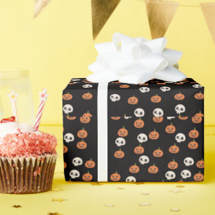 Papel De Regalo Calabazas y calaveras de Halloween