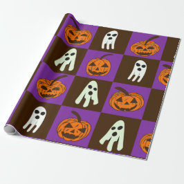 Papel De Regalo Calabazas y fantasmas espeluznantes de Halloween a