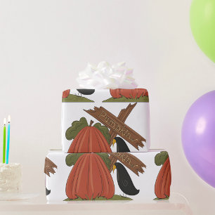 Papel De Regalo Calabazas y mirlo