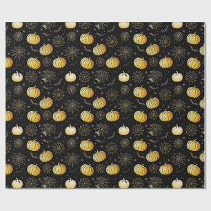 Papel De Regalo Calabazas y páginas web de oro - Patrón de Hallowe
