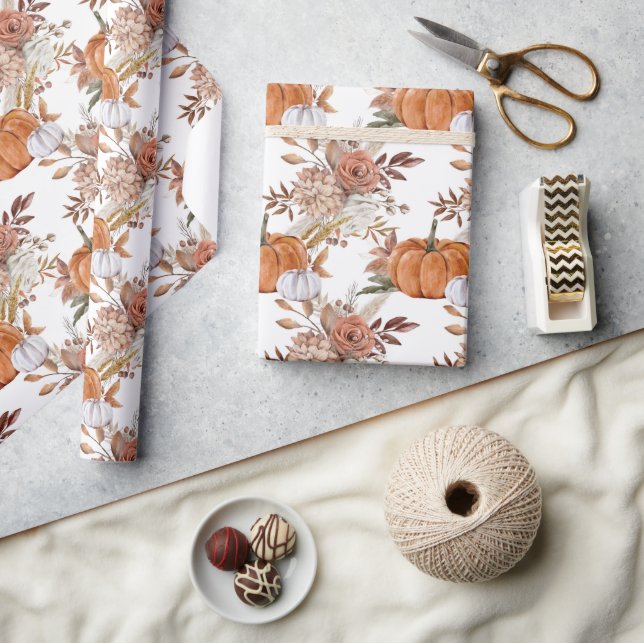 Papel De Regalo Calabazas y Rosas (Artesanía)
