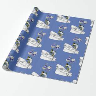 Papel De Regalo Calavera Babirusa con flor de Columbine