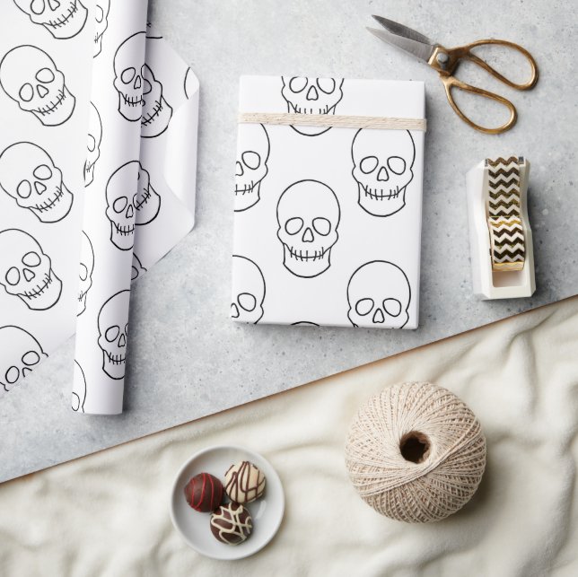 Papel De Regalo Calavera - Blanco y negro (Artesanía)