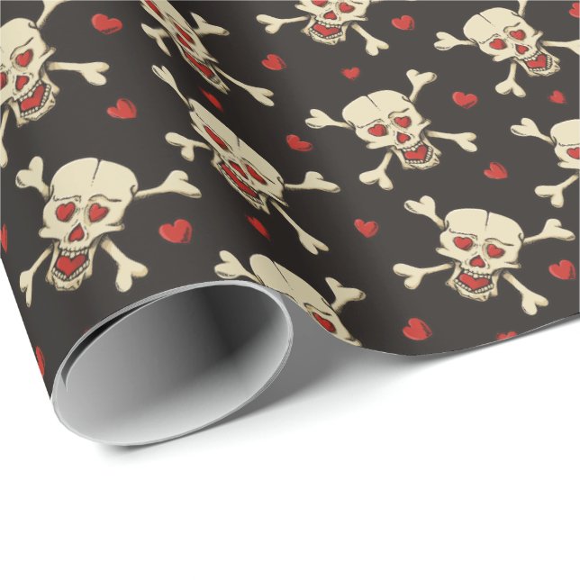 Papel De Regalo Calavera con corazón (Esquina del rollo)