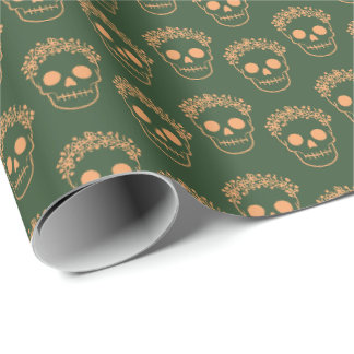 Papel De Regalo Calavera con Corona de Flores